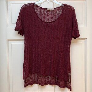 Painted Threads burgundy crochet top size S